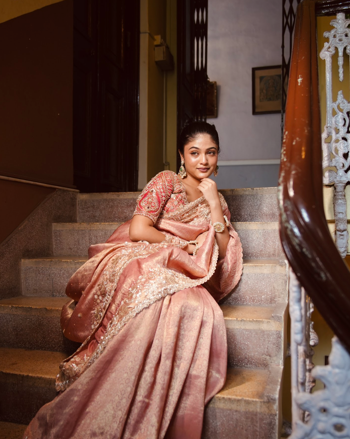 TISSUE KANJIVARAM SILK EMBROIDERED SAREE