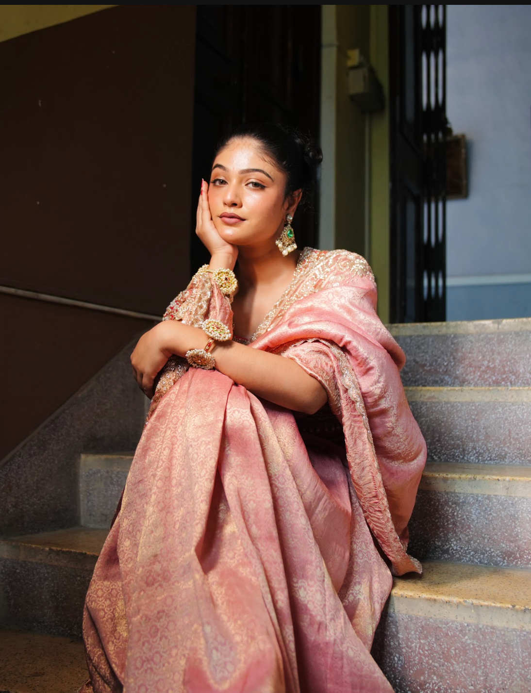 TISSUE KANJIVARAM SILK EMBROIDERED SAREE