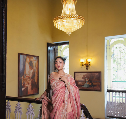 TISSUE KANJIVARAM SILK EMBROIDERED SAREE