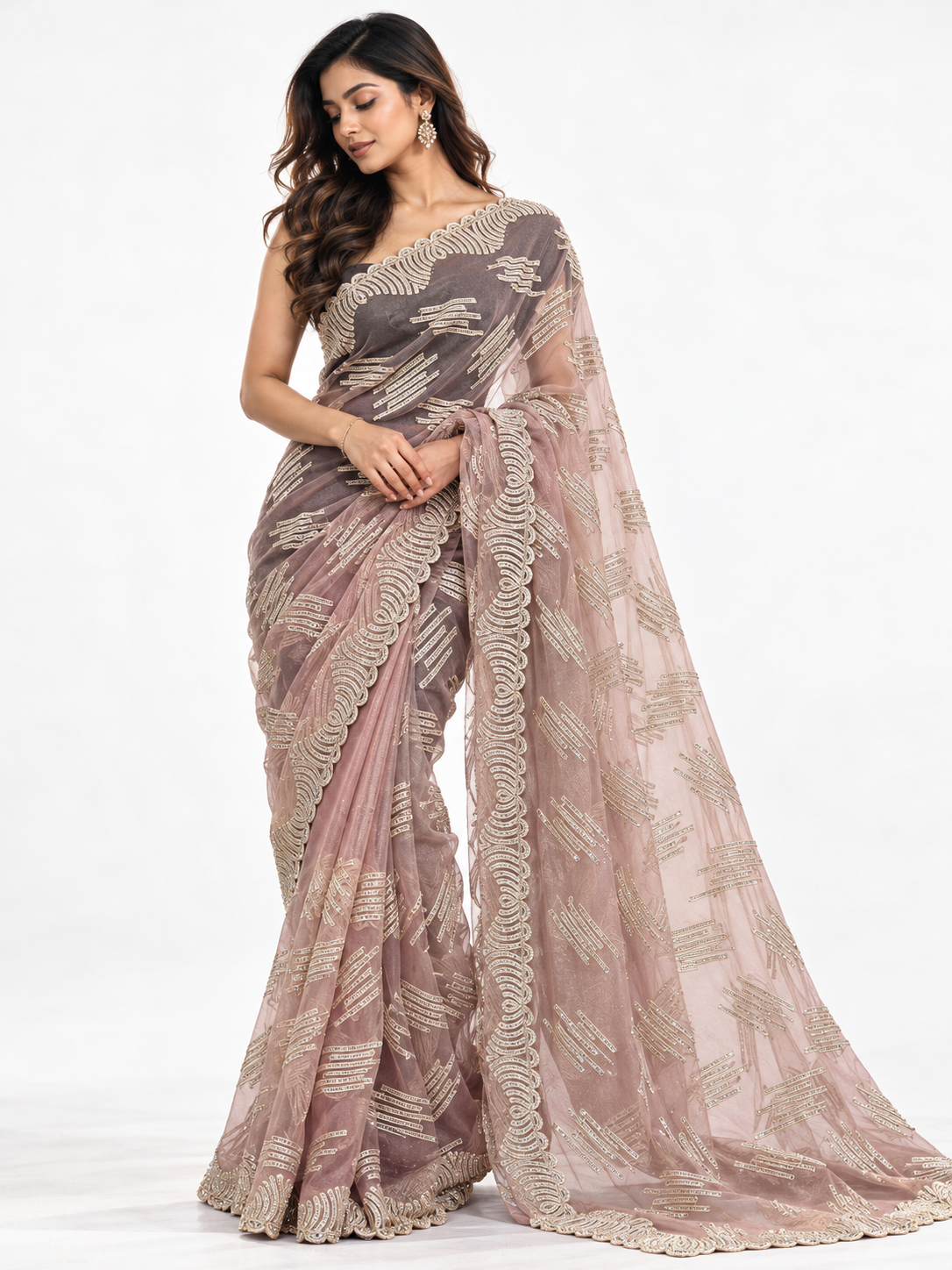 Pastel Pearl Tissue Saree