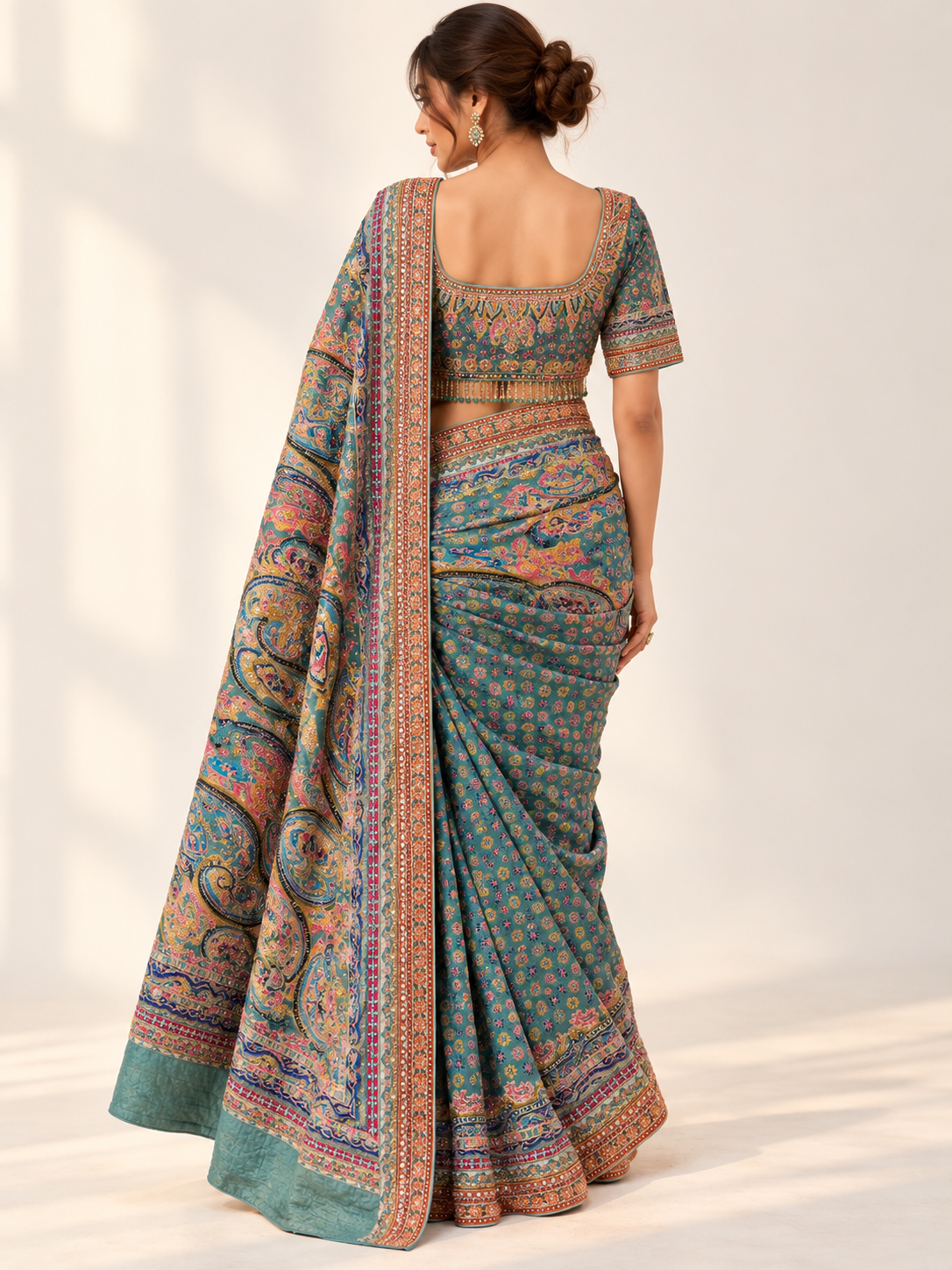 Aari Chinon Crepe Saree